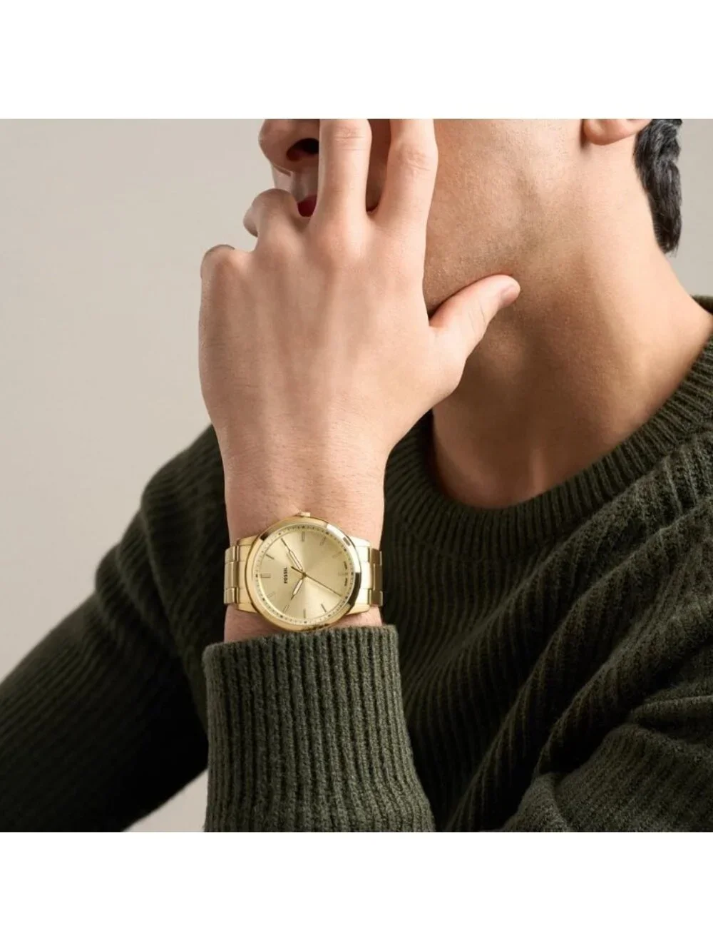 Men's Gold Minimalist Quartz Stainless Steel Mineral Crystal Wrist Watches